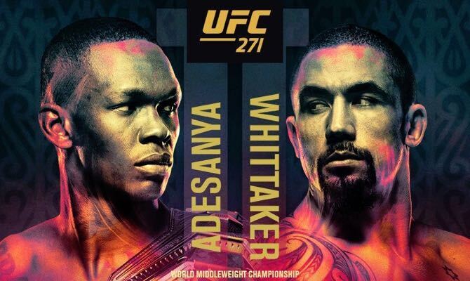 Cartaz do UFC 271, com a luta Adesanya x Whittaker